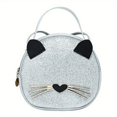 Cartoon Cat Crossbody Bag Small Round Shoulder Bag Coin Purse For Girls
