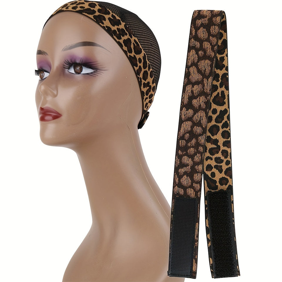 2pcs Leopard Pattern Wig Bands Adjustable Lace Melting Band Comfortable Headband