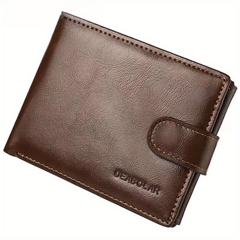 Men's Short Horizontal Wallet Retro Buckle Multifunctional Change Money Bag
