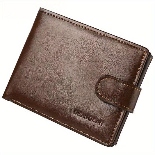 Men's Short Horizontal Wallet Retro Buckle Multifunctional Change Money Bag