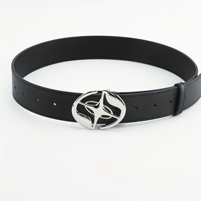 Oval Cross Metal Buckle Belt Casual Jeans Belt Unisex