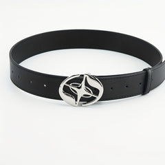 Oval Cross Metal Buckle Belt Casual Jeans Belt Unisex