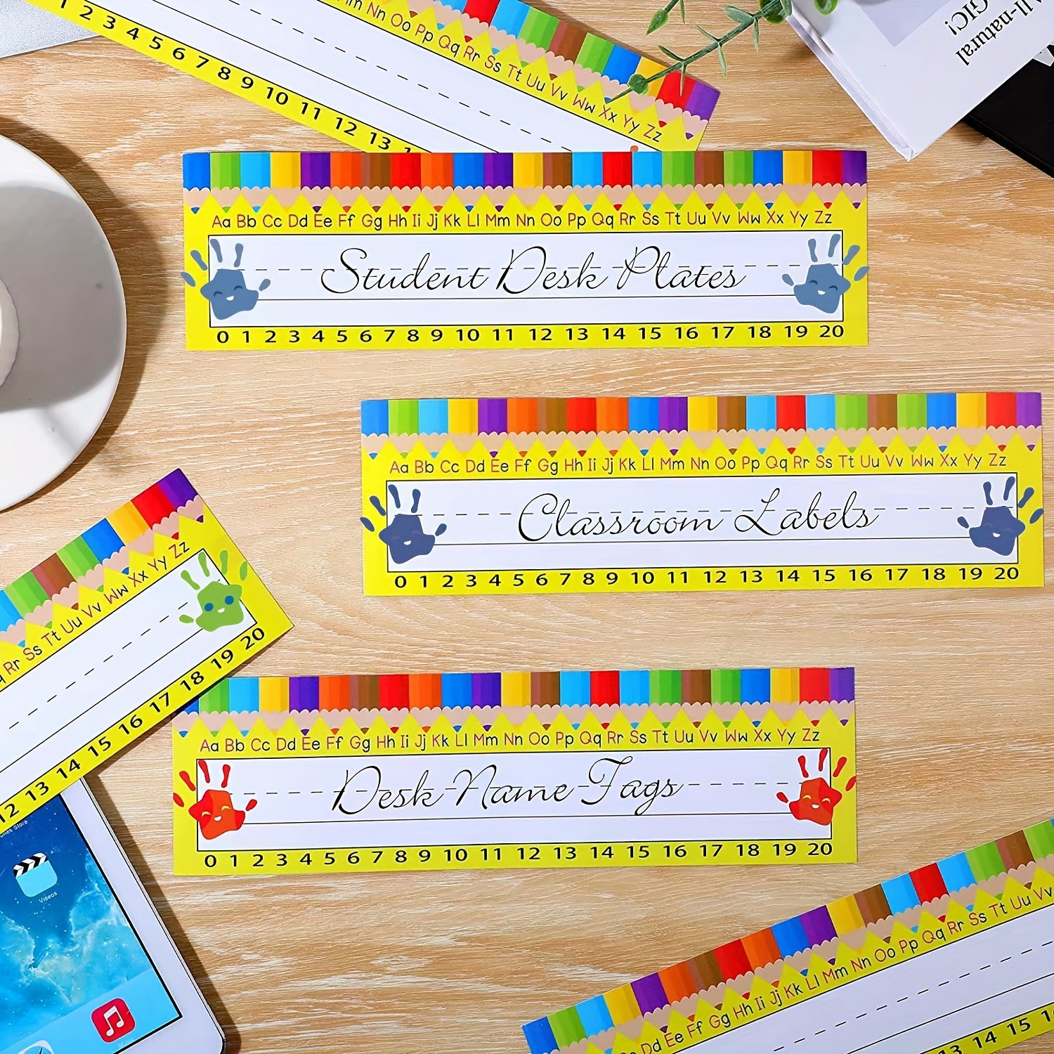 Student Pencil Pattern Name Tags 60 Pcs Classroom Desk Name Stickers
