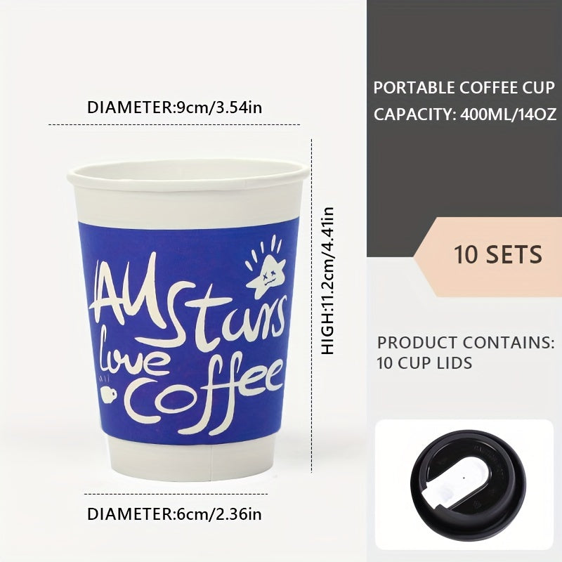 10pcs Portable Coffee Cups With Lids Hot Coffee Sharing Cups