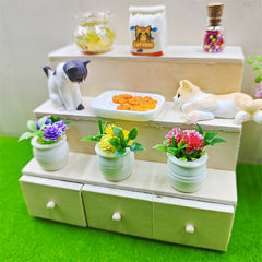 Resin Cow and Orange Cat Ornaments for DIY Home Scene