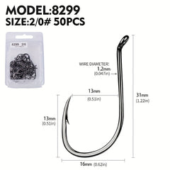 PROBEROS 50pcs Fishing Hooks, High Carbon Steel Fishhooks, Corrosion Resistant
