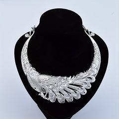 Vintage Peacock Chunky Collar Choker Necklace Exaggerated Jewelry