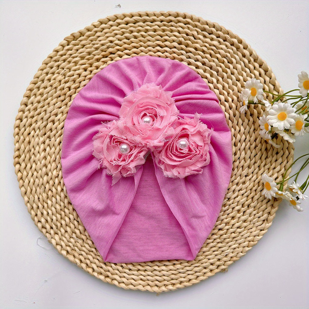 Baby Girls Flowers Decor Cap Soft Head Wrap