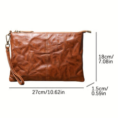 Timeless Vintage Leather Clutch Wallet Secure Zipper Wristlet