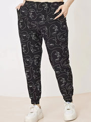  Abstract Figure Print Fitness Trousers