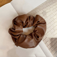 Leather Hair Scrunchies Ponytail Holders Thick Hair Bands Elastic Ties