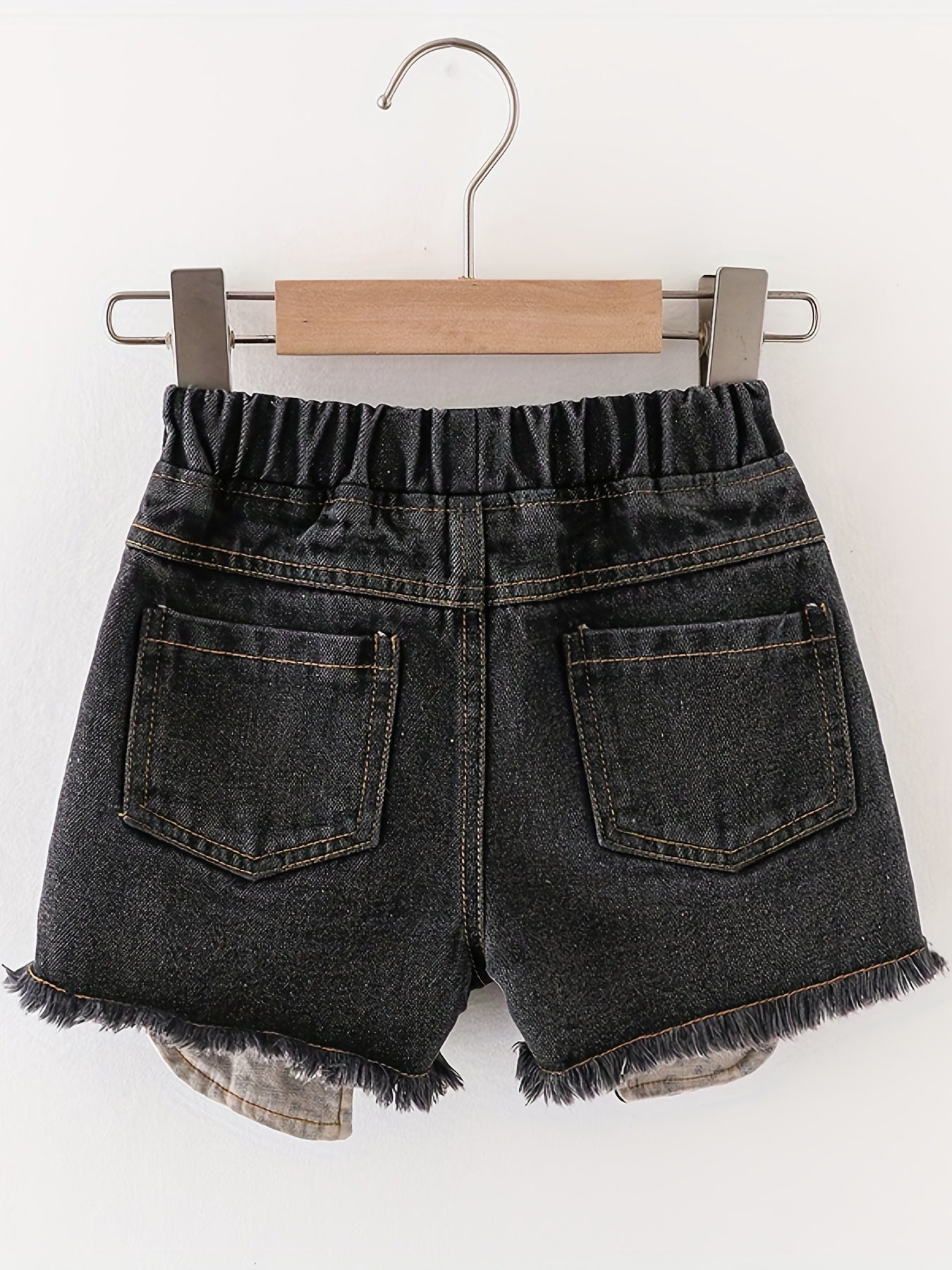 Girls Distressed Leopard Pattern Denim Shorts Kids Summer Beach Pants