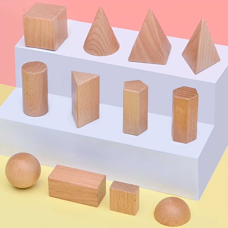 3D Wooden Geometric Shapes Math Education & Play Home Learning Toy