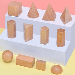 3D Wooden Geometric Shapes Math Education & Play Home Learning Toy