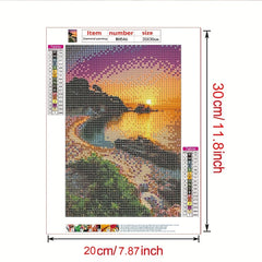 DIY Diamond Painting Beach Sunset 5D Rhinestone Craft Wall Art Home Decor