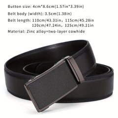 Men's High end Leather Automatic Buckle Business Belt