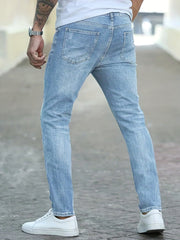 Men's Slim Fit High Stretch Jeans - Distressed Denim Pants