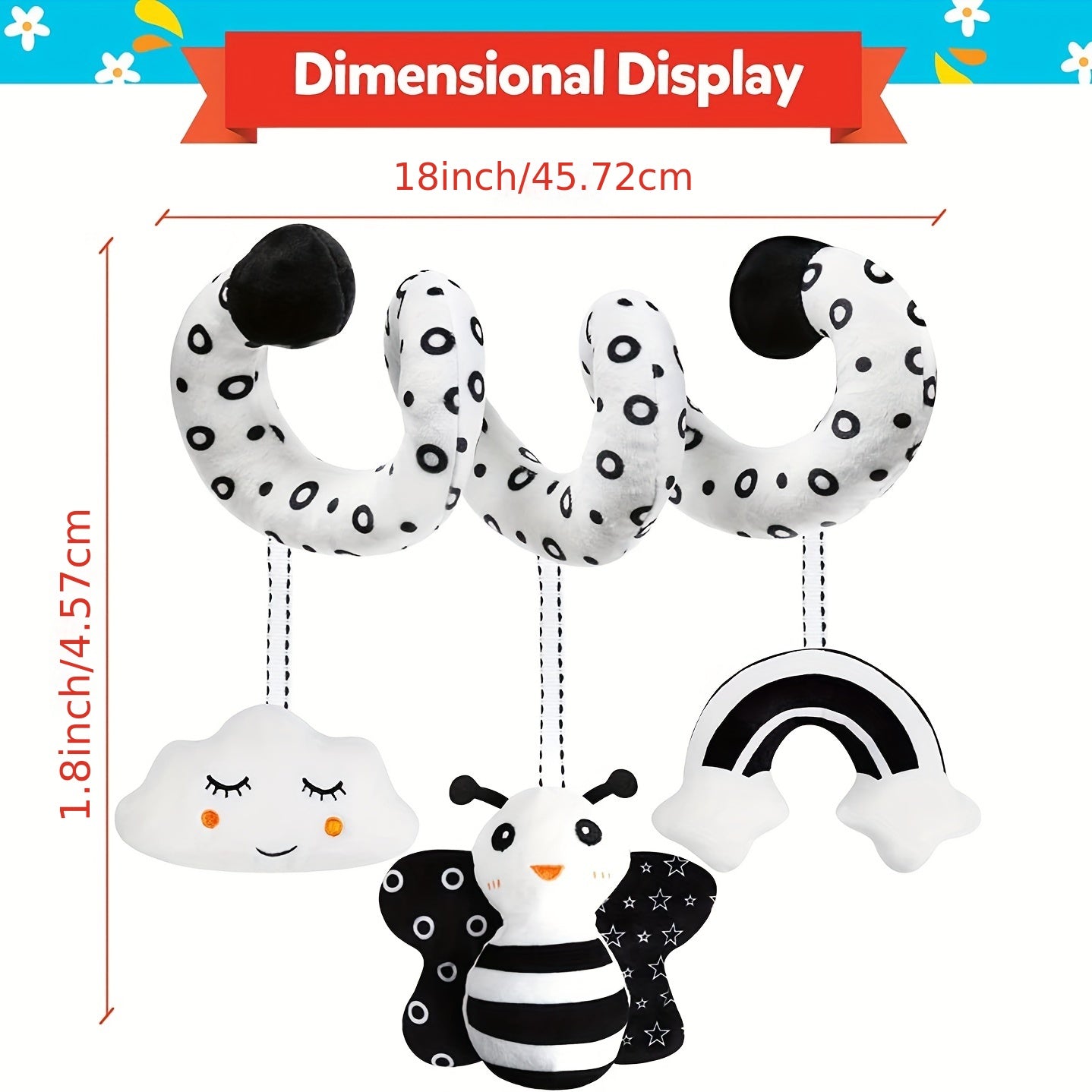 Newborn Spiral Hanging Plush Toy for Stroller, Car Seat, Bed