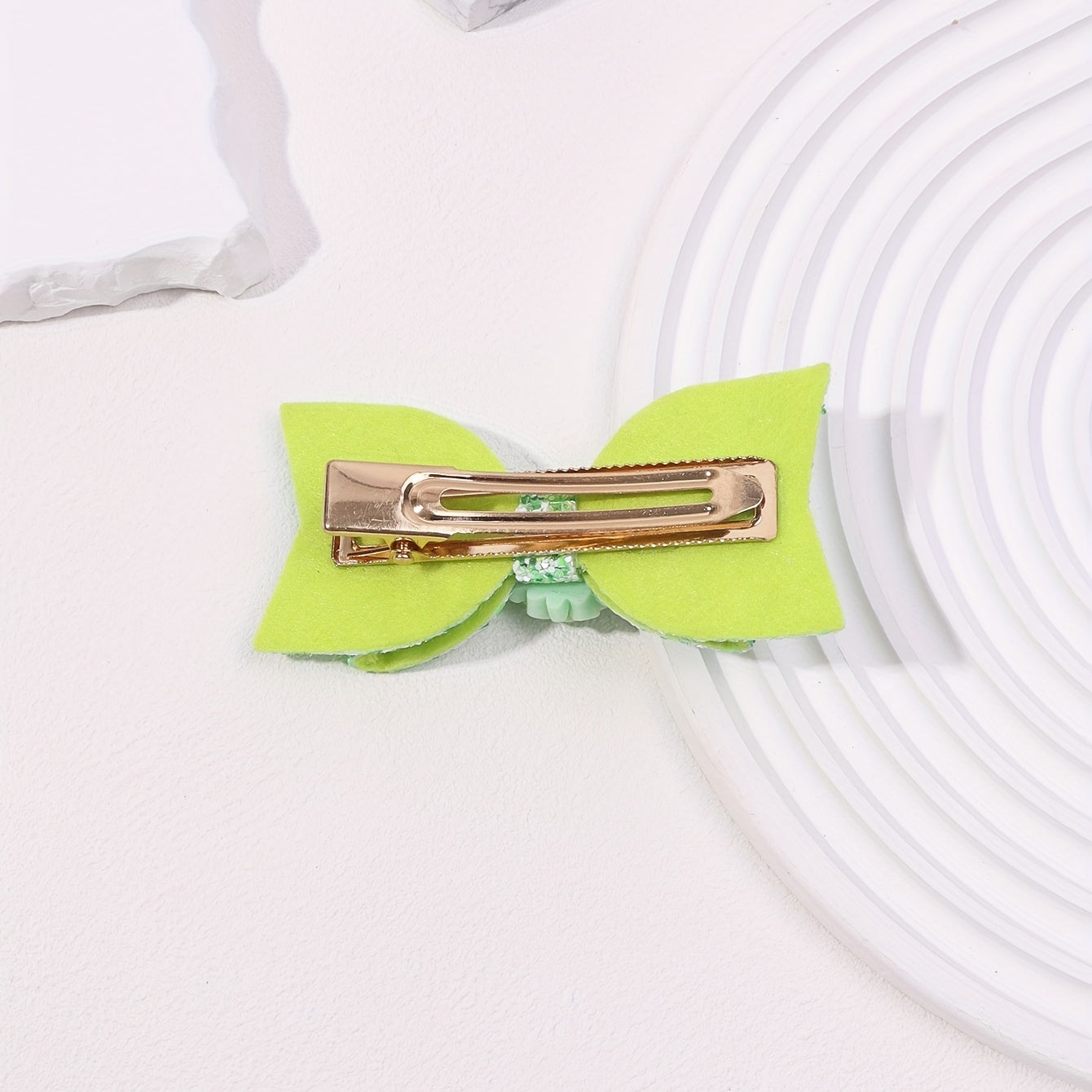 Green Hair Clip Double Layered Side Hair Bang Braids Women Girls Sweet Clip
