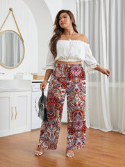 Women's Plus Paisley Print Wide Leg Pants