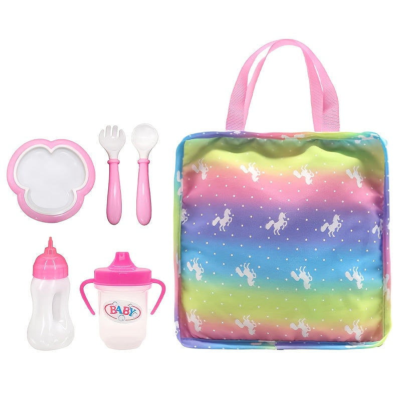 Doll Accessories Party Game Set Glasses Pacifier Rainbow Storage Bag