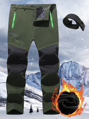 Men's Patchwork Loose Hiking Pants Fleece Thick Warm Adventure Ski
