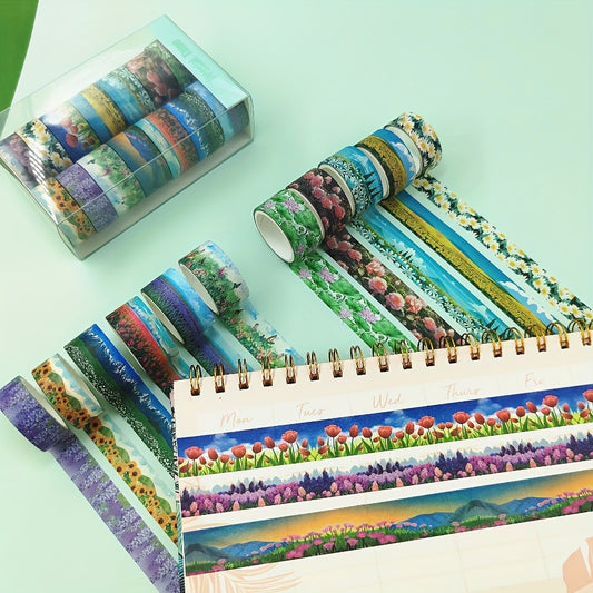 14 Rolls Floral Theme Washi Tape Collection Creative Craft Accessories