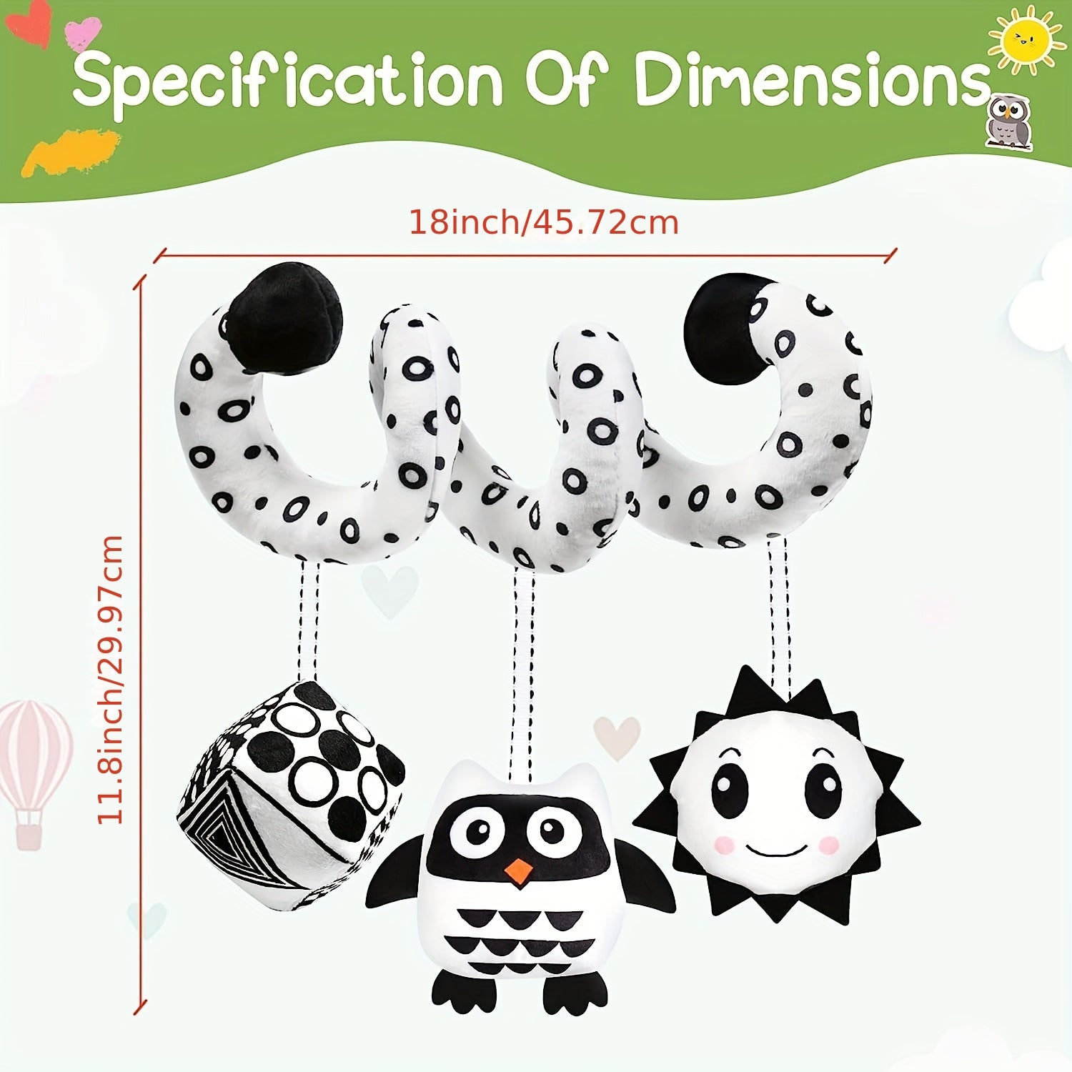 Newborn Spiral Hanging Plush Toy for Stroller, Car Seat, Bed