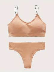 Wireless Bra & Thong Lingerie Set Women's Underwear