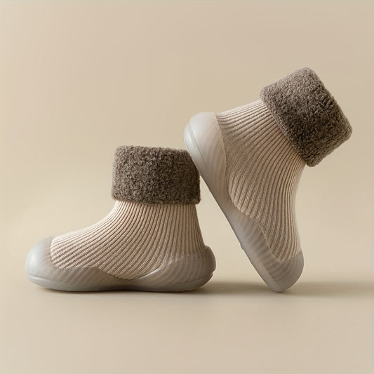 Baby Boys Slip On Sock Shoes Non Slip Warm Fleece Walking Shoes