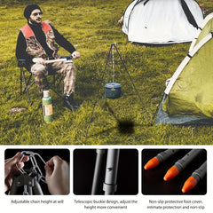 Outdoor Campfire Tripod with Chain for Camping