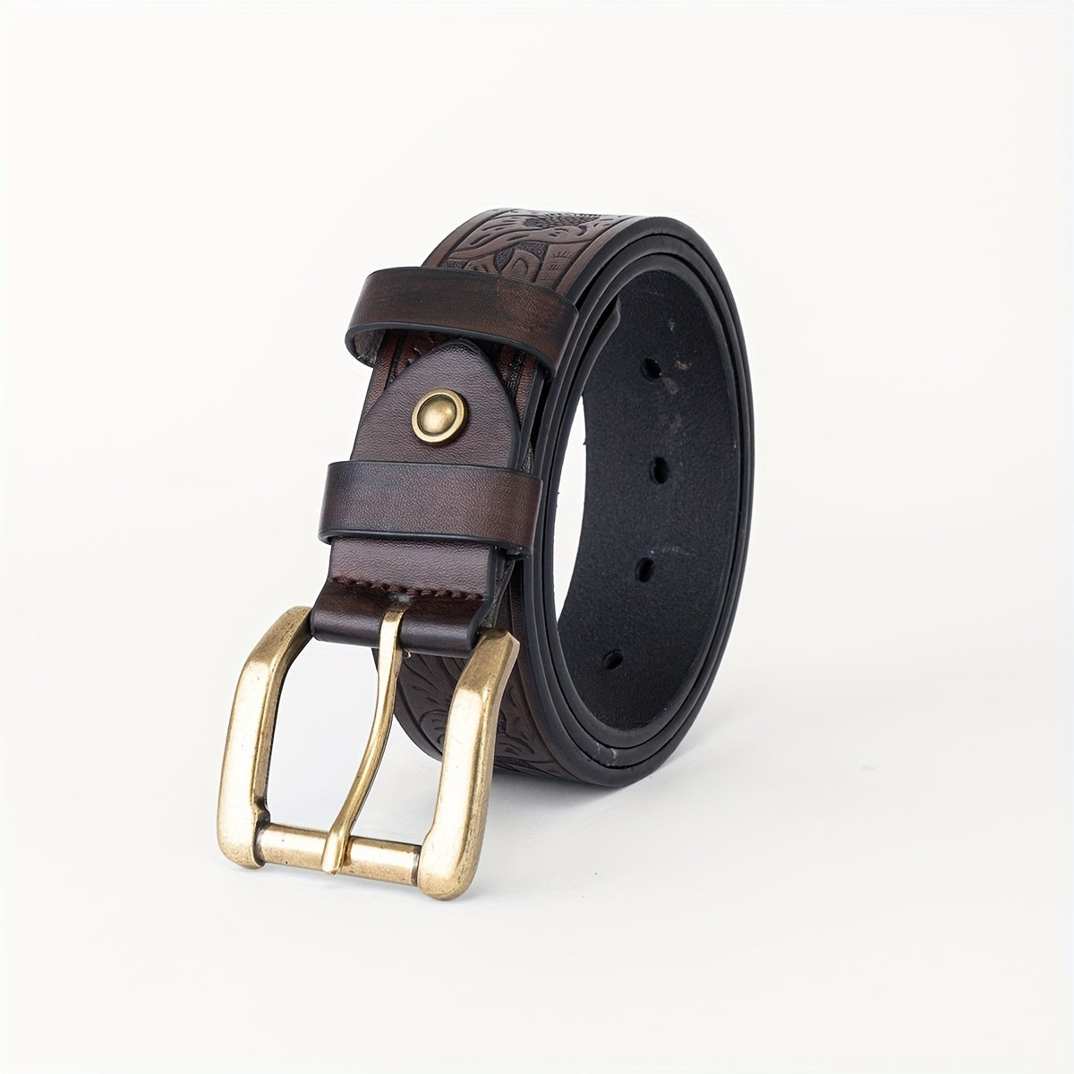 Floral Pattern Belt Western Cowboy Leather Vintage Belt For Men