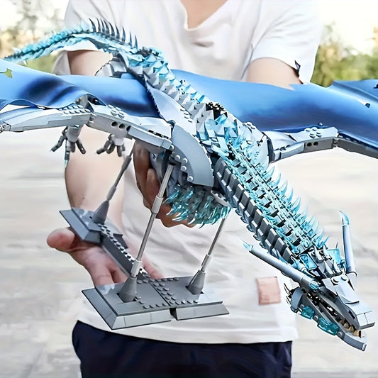 1889pcs Silvery Frost Dragon Building Blocks Set for Display Decor