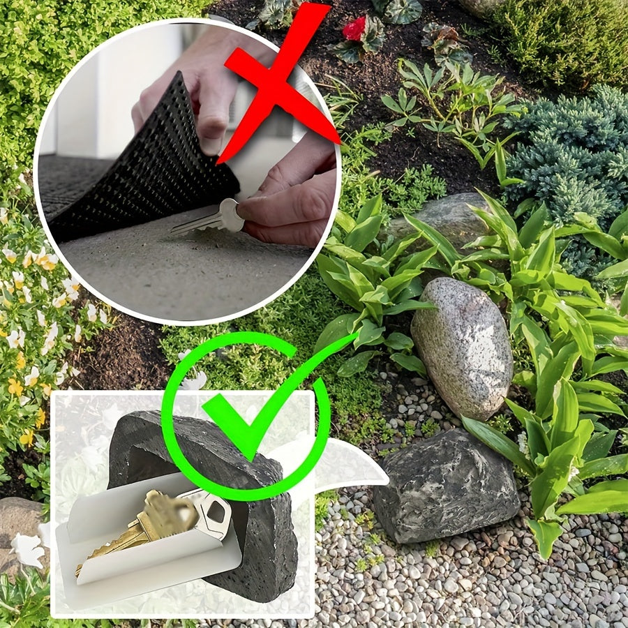 Stone Box Key Storage Resin Hidden Safe Deposit Indoor Outdoor Decor