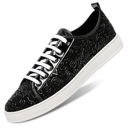 Men's Flower Embossed Sneakers Lightweight Non Slip Walking Shoes