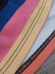 Plus Size Colorblock Stripe Print V Neck Maxi Dress
