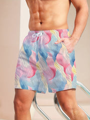 Men's Hawaiian Beach Board Shorts Striped Swim Trunks