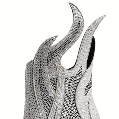 Rhinestone Pointed Toe Ankle Boots Chunky Heels Short Boots