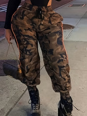 Women's Plus Camo Print Side Striped Joggers