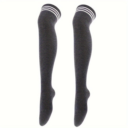 1pair Striped Over The Knee Long Socks Dance Socks