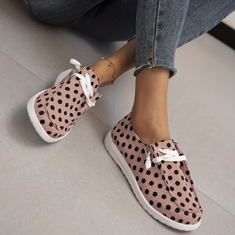 Women's Polka Dot Canvas Shoes Lace Up Lightweight Low Top Shoes