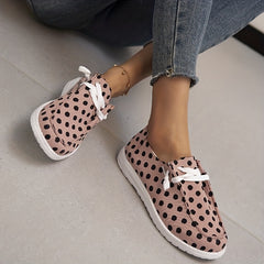 Women's Polka Dot Canvas Shoes Lace Up Lightweight Low Top Shoes