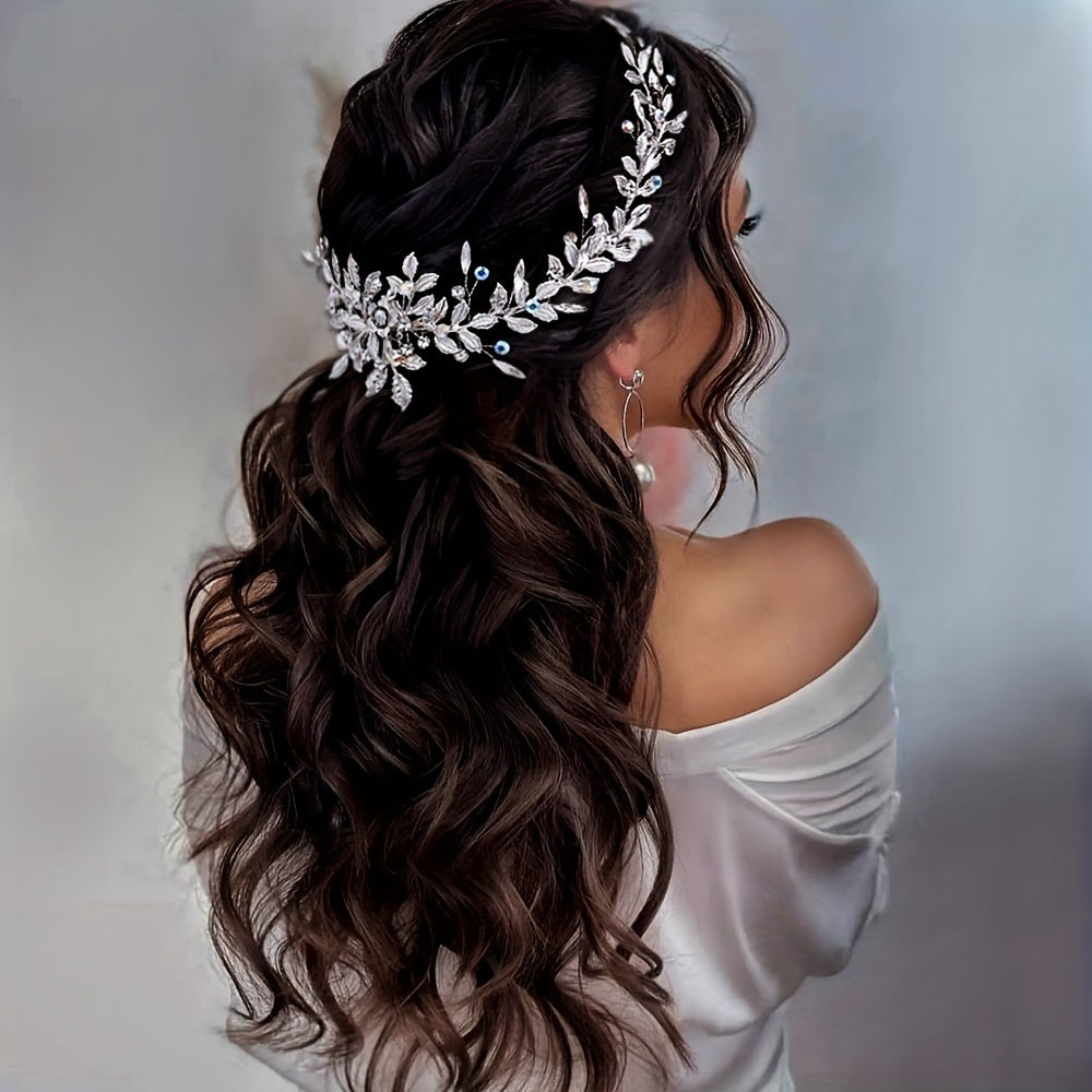 AB Rhinestone Bridal Hair Comb Sparkling Flower Wedding Prom Formal Events