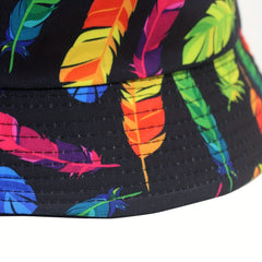 Feather Print Bucket Hat Casual Sunshade Beach Hat