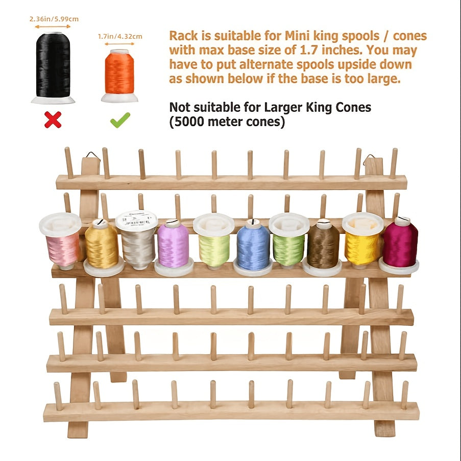 60 Spool Thread Holder Wooden Sewing & Embroidery Thread Rack