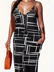  Colorful Stripe Print V Neck Cami Maxi Dress