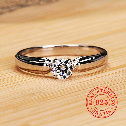 925 Silver Engagement Ring with Zirconia Stone