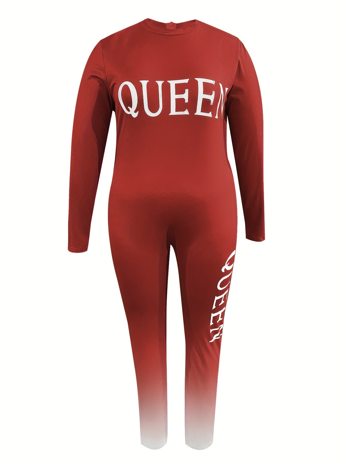  Casual Jumpsuit Women's Plus Letter Ombre Print Skinny Jumpsuit