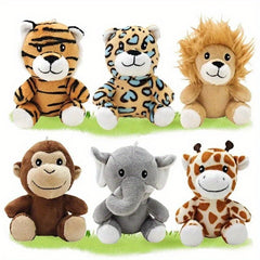 Cute Lion Giraffe Plush Keychain 2pcs