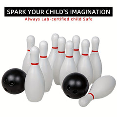 Bowling Ball Toy Set 10 Bottles 2 Balls Classic Style Large Size